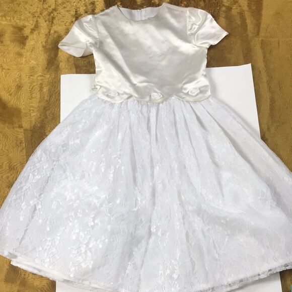LITTLE MISS LACE DRESS MADE IN U.S.A WHITE GIRL SIZE 8 - Picture 4 of 16
